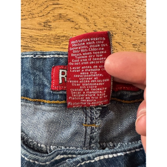 RED‎ RIVET Women's Blue Denim Flare Jeans Stud Embellished Pockets Size 9 - Picture 7 of 10